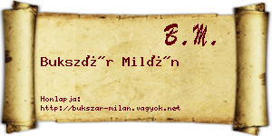 Bukszár Milán névjegykártya